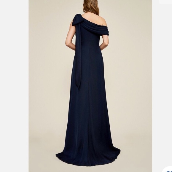Tadashi Shoii Taffeta Bow One Shoulder Crepe Gown NWT - Picture 15 of 16
